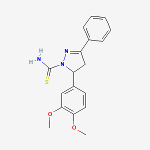 molecular formula C18H19N3O2S B12125410 5-(3,4-Dimethoxyphenyl)-3-phenyl-4,5-dihydro-1H-pyrazole-1-carbothioamide 