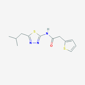 molecular formula C12H15N3OS2 B1212546 N-[5-(2-methylpropyl)-1,3,4-thiadiazol-2-yl]-2-thiophen-2-ylacetamide 
