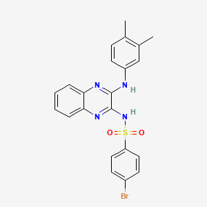 molecular formula C22H19BrN4O2S B12125566 4-bromo-N-[3-(3,4-dimethylanilino)quinoxalin-2-yl]benzenesulfonamide 