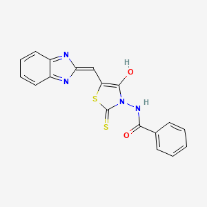 N-[(5Z)-5-(1H-benzimidazol-2-ylmethylidene)-4-oxo-2-sulfanylidene-1,3-thiazolidin-3-yl]benzamide