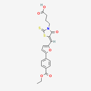 4-[(5Z)-5-({5-[4-(ethoxycarbonyl)phenyl]furan-2-yl}methylidene)-4-oxo-2-thioxo-1,3-thiazolidin-3-yl]butanoic acid