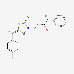 molecular formula C20H18N2O3S B12125905 3-[(5E)-5-(4-methylbenzylidene)-2,4-dioxo-1,3-thiazolidin-3-yl]-N-phenylpropanamide 