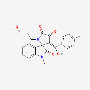 molecular formula C24H24N2O5 B12126036 4'-hydroxy-1'-(3-methoxypropyl)-1-methyl-3'-[(4-methylphenyl)carbonyl]spiro[indole-3,2'-pyrrole]-2,5'(1H,1'H)-dione 