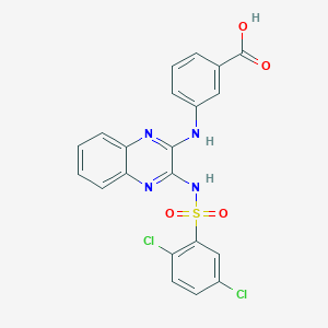 molecular formula C21H14Cl2N4O4S B12126132 3-[(3-{[(2,5-Dichlorophenyl)sulfonyl]amino}quinoxalin-2-yl)amino]benzoic acid 