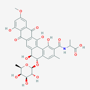2-[[(5S,6S)-1,6,9,14-tetrahydroxy-11-methoxy-3-methyl-8,13-dioxo-5-[(2S,3R,4S,5R,6R)-3,4,5-trihydroxy-6-methyloxan-2-yl]oxy-5,6-dihydrobenzo[a]tetracene-2-carbonyl]amino]propanoic acid