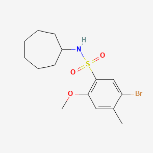 molecular formula C15H22BrNO3S B12126171 [(5-Bromo-2-methoxy-4-methylphenyl)sulfonyl]cycloheptylamine 