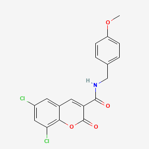 molecular formula C18H13Cl2NO4 B12126172 6,8-dichloro-N-(4-methoxybenzyl)-2-oxo-2H-chromene-3-carboxamide 