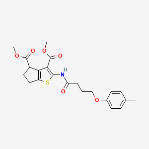 molecular formula C22H25NO6S B12126179 dimethyl 2-{[4-(4-methylphenoxy)butanoyl]amino}-5,6-dihydro-4H-cyclopenta[b]thiophene-3,4-dicarboxylate 