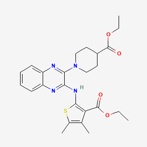 Ethyl 1-(3-{[3-(ethoxycarbonyl)-4,5-dimethylthiophen-2-yl]amino}quinoxalin-2-yl)piperidine-4-carboxylate