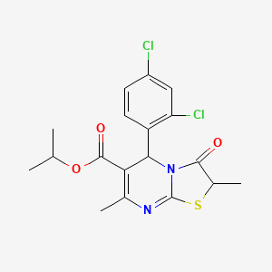 molecular formula C18H18Cl2N2O3S B12126267 propan-2-yl 5-(2,4-dichlorophenyl)-2,7-dimethyl-3-oxo-2,3-dihydro-5H-[1,3]thiazolo[3,2-a]pyrimidine-6-carboxylate 