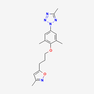molecular formula C17H21N5O2 B1212627 2,6-Dimethyl-1-(3-[3-methyl-5-isoxazolyl]-propanyl)-4-[4-methyl-2H-tetrazol-2-YL]-phenol 