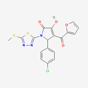 (4E)-5-(4-chlorophenyl)-4-[furan-2-yl(hydroxy)methylidene]-1-[5-(methylsulfanyl)-1,3,4-thiadiazol-2-yl]pyrrolidine-2,3-dione