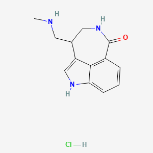 molecular formula C13H16ClN3O B1212631 3-((Methylamino)methyl)-3,4,5,6-tetrahydro-6-oxo-1H-azepino(5,4,3-cd)indole hydrochloride CAS No. 147512-71-8