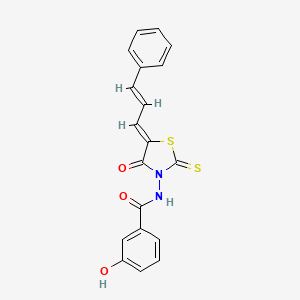 3-hydroxy-N-{(5Z)-4-oxo-5-[(2E)-3-phenylprop-2-en-1-ylidene]-2-thioxo-1,3-thiazolidin-3-yl}benzamide