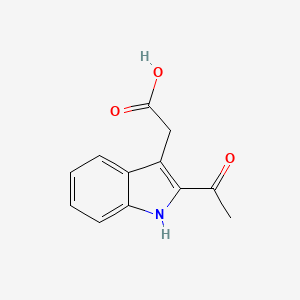 molecular formula C12H11NO3 B12126383 1H-Indole-3-acetic acid, 2-acetyl- CAS No. 91569-49-2