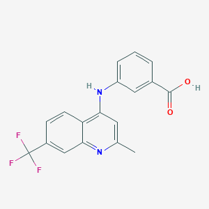 molecular formula C18H13F3N2O2 B12126385 3-{[2-Methyl-7-(trifluoromethyl)quinolin-4-yl]amino}benzoic acid 