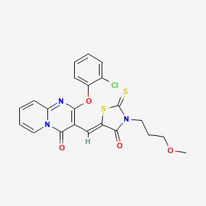 molecular formula C22H18ClN3O4S2 B12126438 2-(2-chlorophenoxy)-3-{(Z)-[3-(3-methoxypropyl)-4-oxo-2-thioxo-1,3-thiazolidin-5-ylidene]methyl}-4H-pyrido[1,2-a]pyrimidin-4-one 