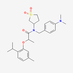 molecular formula C26H36N2O4S B12126445 N-[4-(dimethylamino)benzyl]-N-(1,1-dioxidotetrahydrothiophen-3-yl)-2-[5-methyl-2-(propan-2-yl)phenoxy]propanamide 