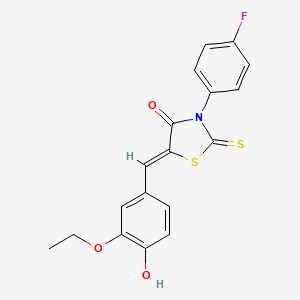 molecular formula C18H14FNO3S2 B12126474 (5Z)-5-(3-ethoxy-4-hydroxybenzylidene)-3-(4-fluorophenyl)-2-thioxo-1,3-thiazolidin-4-one 