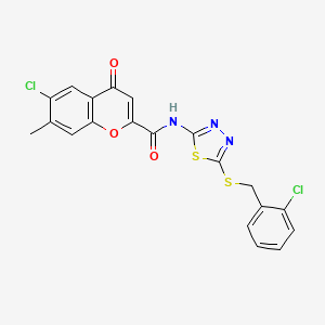 6-chloro-N-{5-[(2-chlorobenzyl)sulfanyl]-1,3,4-thiadiazol-2-yl}-7-methyl-4-oxo-4H-chromene-2-carboxamide