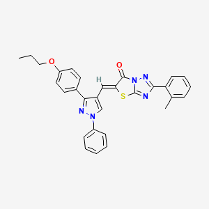 (5Z)-2-(2-methylphenyl)-5-{[1-phenyl-3-(4-propoxyphenyl)-1H-pyrazol-4-yl]methylidene}[1,3]thiazolo[3,2-b][1,2,4]triazol-6(5H)-one