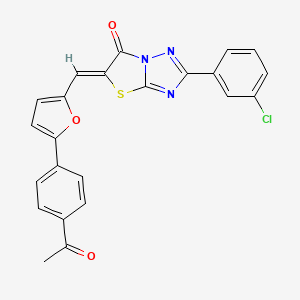 molecular formula C23H14ClN3O3S B12126625 (5Z)-5-{[5-(4-acetylphenyl)furan-2-yl]methylidene}-2-(3-chlorophenyl)[1,3]thiazolo[3,2-b][1,2,4]triazol-6(5H)-one 