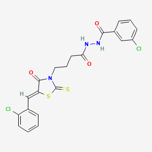 3-chloro-N'-{4-[(5Z)-5-(2-chlorobenzylidene)-4-oxo-2-thioxo-1,3-thiazolidin-3-yl]butanoyl}benzohydrazide