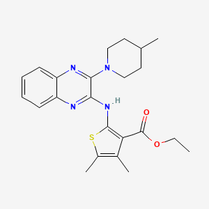 Ethyl 4,5-dimethyl-2-{[3-(4-methylpiperidin-1-yl)quinoxalin-2-yl]amino}thiophene-3-carboxylate