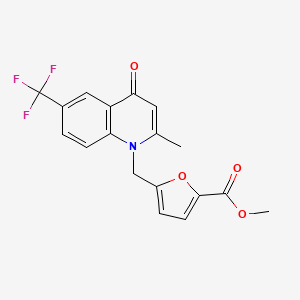 molecular formula C18H14F3NO4 B12126829 Methyl 5-((2-methyl-4-oxo-6-(trifluoromethyl)quinolin-1(4H)-yl)methyl)furan-2-carboxylate 