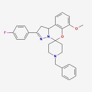 molecular formula C28H28FN3O2 B12126836 1-Benzyl-2'-(4-fluorophenyl)-7'-methoxy-1',10b'-dihydrospiro[piperidine-4,5'-pyrazolo[1,5-c][1,3]benzoxazine] 