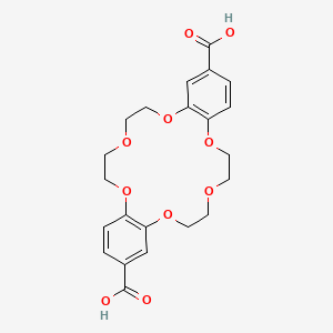 molecular formula C22H24O10 B12126948 6,7,9,10,17,18,20,21-Octahydrodibenzo[b,k][1,4,7,10,13,16]hexaoxacyclooctadecine-2,13-dicarboxylic acid 