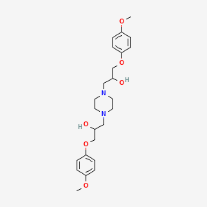 molecular formula C24H34N2O6 B12126970 1-{4-[2-Hydroxy-3-(4-methoxy-phenoxy)-propyl]-piperazin-1-yl}-3-(4-methoxy-phenoxy)-propan-2-ol 