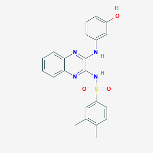 molecular formula C22H20N4O3S B12126990 N-{3-[(3-hydroxyphenyl)amino]quinoxalin-2-yl}-3,4-dimethylbenzene-1-sulfonamide 