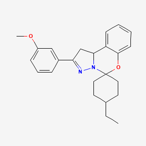 molecular formula C24H28N2O2 B12127015 4-Ethyl-2'-(3-methoxyphenyl)-1',10b'-dihydrospiro[cyclohexane-1,5'-pyrazolo[1,5-c][1,3]benzoxazine] 