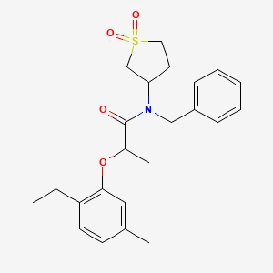 molecular formula C24H31NO4S B12127028 N-benzyl-N-(1,1-dioxo-1lambda6-thiolan-3-yl)-2-[5-methyl-2-(propan-2-yl)phenoxy]propanamide 