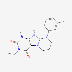 molecular formula C18H25N5O2 B12127059 3-ethyl-1-methyl-9-(3-methylphenyl)-6,7,8,9a,10,10a-hexahydro-4aH-purino[7,8-a]pyrimidine-2,4-dione 