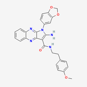 molecular formula C27H23N5O4 B12127066 2-amino-1-(1,3-benzodioxol-5-yl)-N-[2-(4-methoxyphenyl)ethyl]-1H-pyrrolo[2,3-b]quinoxaline-3-carboxamide 