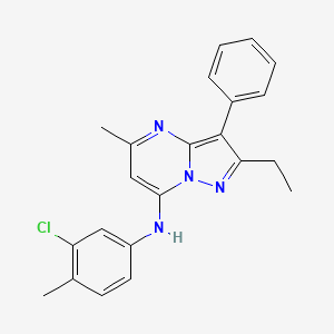 molecular formula C22H21ClN4 B12127104 N-(3-chloro-4-methylphenyl)-2-ethyl-5-methyl-3-phenylpyrazolo[1,5-a]pyrimidin-7-amine 