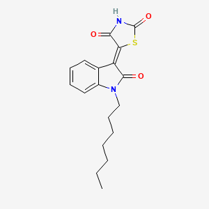 molecular formula C18H20N2O3S B12127149 (3Z)-1-heptyl-3-(4-hydroxy-2-oxo-1,3-thiazol-5(2H)-ylidene)-1,3-dihydro-2H-indol-2-one 