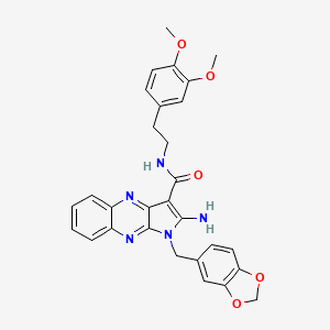 molecular formula C29H27N5O5 B12127204 2-amino-1-(1,3-benzodioxol-5-ylmethyl)-N-[2-(3,4-dimethoxyphenyl)ethyl]-1H-pyrrolo[2,3-b]quinoxaline-3-carboxamide 