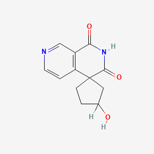 molecular formula C12H12N2O3 B1212723 Spiro(cyclopentane-1,4'(1'H)-(2,7)naphthyridine)-1',3'(2'H)-dione, 3-hydroxy-, trans-(+)- CAS No. 70521-94-7