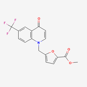 molecular formula C17H12F3NO4 B12127307 Methyl 5-((4-oxo-6-(trifluoromethyl)quinolin-1(4H)-yl)methyl)furan-2-carboxylate 