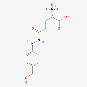 molecular formula C12H17N3O4 B1212738 (2S)-2-azaniumyl-5-{2-[4-(hydroxymethyl)phenyl]hydrazino}-5-oxopentanoate 
