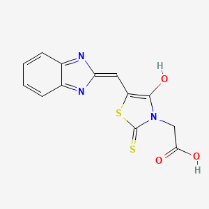 molecular formula C13H9N3O3S2 B12127435 [(5Z)-5-(1H-benzimidazol-2-ylmethylidene)-4-oxo-2-thioxo-1,3-thiazolidin-3-yl]acetic acid 