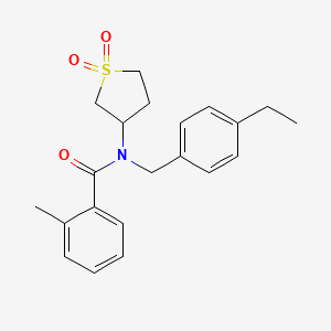 molecular formula C21H25NO3S B12127482 N-(1,1-dioxidotetrahydrothiophen-3-yl)-N-(4-ethylbenzyl)-2-methylbenzamide 