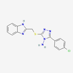 molecular formula C16H13ClN6S B12127521 4H-1,2,4-Triazol-4-amine, 3-[(1H-benzimidazol-2-ylmethyl)thio]-5-(4-chlorophenyl)- CAS No. 116859-52-0