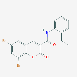 molecular formula C18H13Br2NO3 B12127579 6,8-dibromo-N-(2-ethylphenyl)-2-oxo-2H-chromene-3-carboxamide 