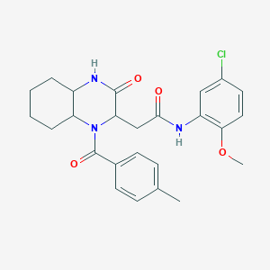 N-(5-chloro-2-methoxyphenyl)-2-{1-[(4-methylphenyl)carbonyl]-3-oxodecahydroquinoxalin-2-yl}acetamide