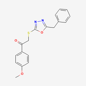 molecular formula C18H16N2O3S B12127696 2-(5-Benzyl-[1,3,4]oxadiazol-2-ylsulfanyl)-1-(4-methoxy-phenyl)-ethanone 