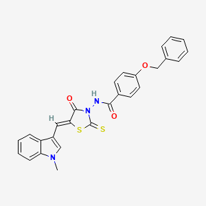 molecular formula C27H21N3O3S2 B12127737 4-(benzyloxy)-N-{(5Z)-5-[(1-methyl-1H-indol-3-yl)methylidene]-4-oxo-2-thioxo-1,3-thiazolidin-3-yl}benzamide 